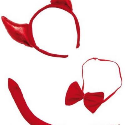 Serre-tête diable avec noeud et queue rouge (x1) REF/60125