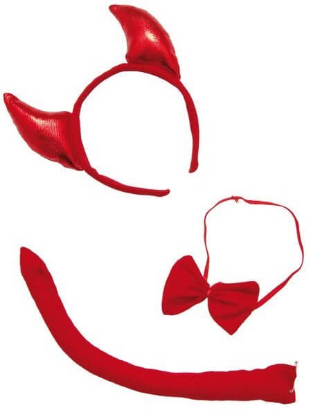 Serre tete diable avec noeud et queue rouge
