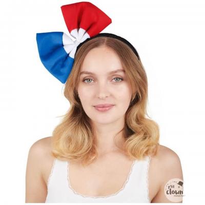 1 Serre-tête noeud papillon France tricolore bleu, blanc et rouge REF/22397