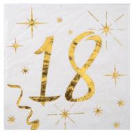 Serviette anniversaire 18ans blanche et or