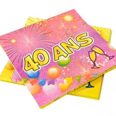 Serviette anniversaire 40ans (x20) REF/AA1005PP/SV40