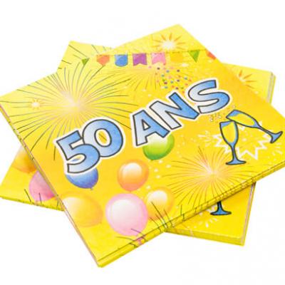 Serviette anniversaire 50ans (x20) REF/AA1005PP/SV50