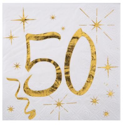 Serviette cocktail anniversaire 50ans (x20) REF/6159