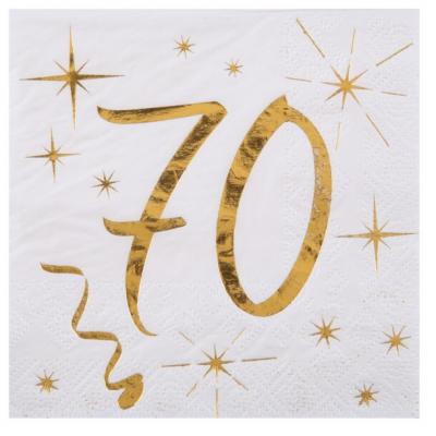 Serviette cocktail anniversaire 70ans (x20) REF/6159