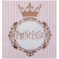 Serviette cocktail anniversaire princesse blanche et rose gold