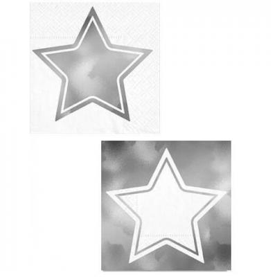 Serviette cocktail argent etoile