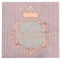 Serviette cocktail fete anniversaire princesse blanc et rose gold