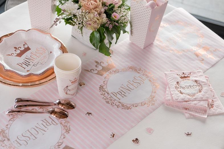 Serviette cocktail fete anniversaire princesse blanche et rose gold