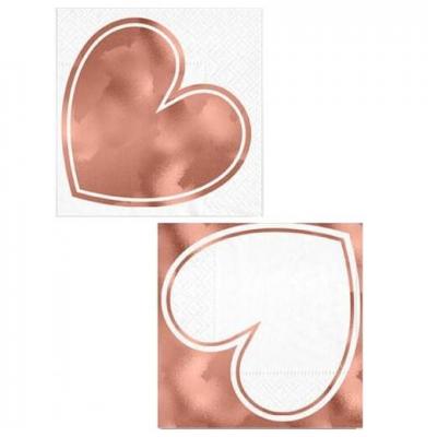 Serviette cocktail coeur rose gold