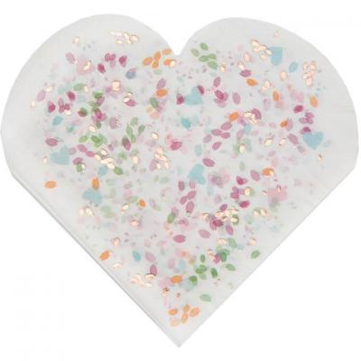Serviette de table coeur avec décoration florale (x20) REF/7390
