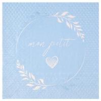 Serviette de table bapteme baby shower belu ciel