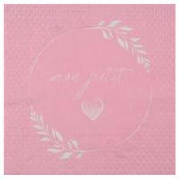 Serviette de table bapteme baby shower rose