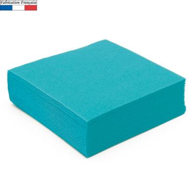 Serviette de table micro gaufrée bleu turquoise française 38cm (x50) REF/8084