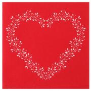 Serviette de table rouge Airlaid avec motif coeur élégant (x12) REF/7217