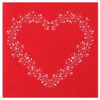 Serviette de table coeur rouge airlaid