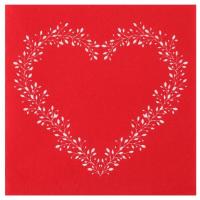 Serviette de table coeur rouge airlaid