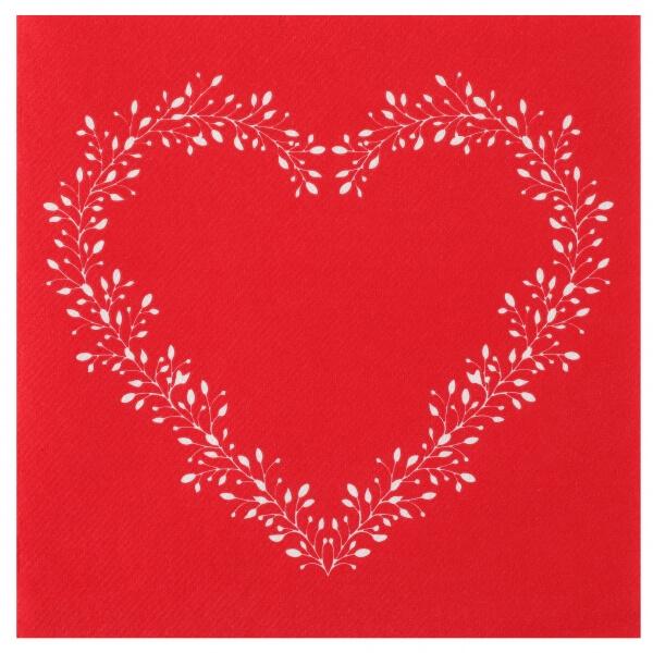 Serviette de table coeur rouge airlaid
