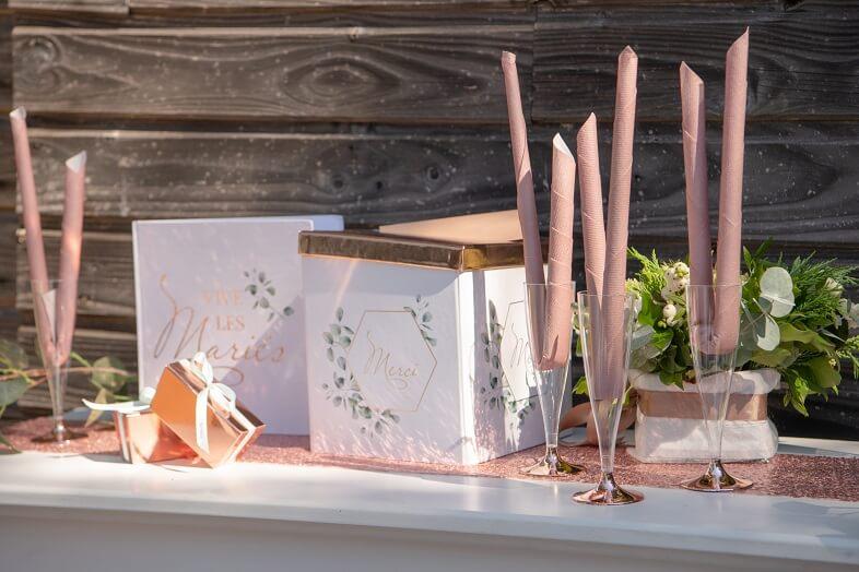 Serviette de table elegante mariage rose gold