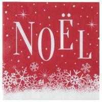 Serviette de table elegante noel enneigee rouge et blanche