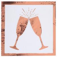 Serviette de table fete apero party blanc et rose gold