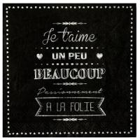 Serviette de table je t aime noir