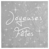 Serviette de table joyeuses fetes argent