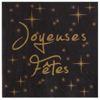 Serviette de table joyeuses fetes noir