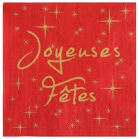 Serviette de table joyeuses fetes rouge