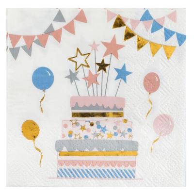 Serviette cocktail joyeux anniversaire enfant multicolore (x20) REF/6696