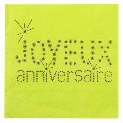 Serviette joyeux anniversaire verte (x20) REF/4005