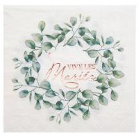 Serviette de table mariage bucolique blanche rose gold et verte