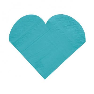 Serviette de table mariage coeur bleu turquoise (x20) REF/3050