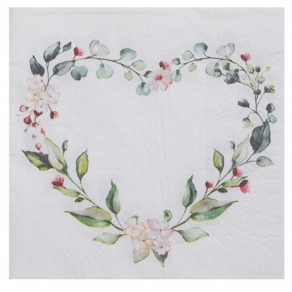 Serviette de table mariage coeur champetre et fleur