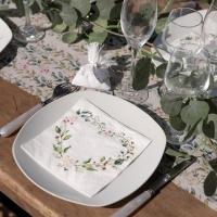 Serviette de table mariage coeur champetre et fleurs