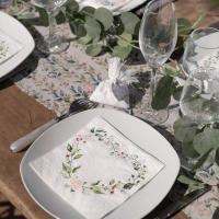 Serviette de table mariage coeur champetre fleur