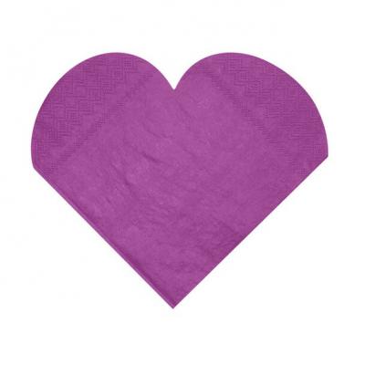 Serviette de table mariage coeur prune