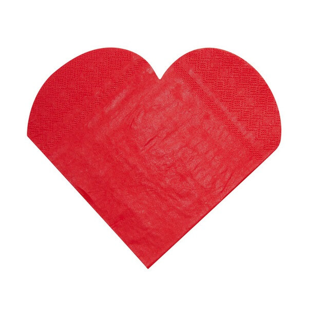 Serviette de table mariage coeur rouge