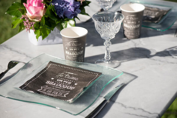 Serviette de table mariage je t aime