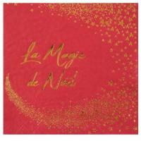 Serviette de table noel rouge et doree or