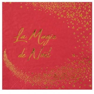 Serviette de table magie des étoiles de Noël rouge et dorée (x20) REF/7450