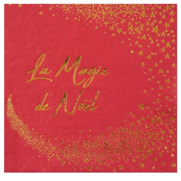 Serviette de table noel rouge et doree or