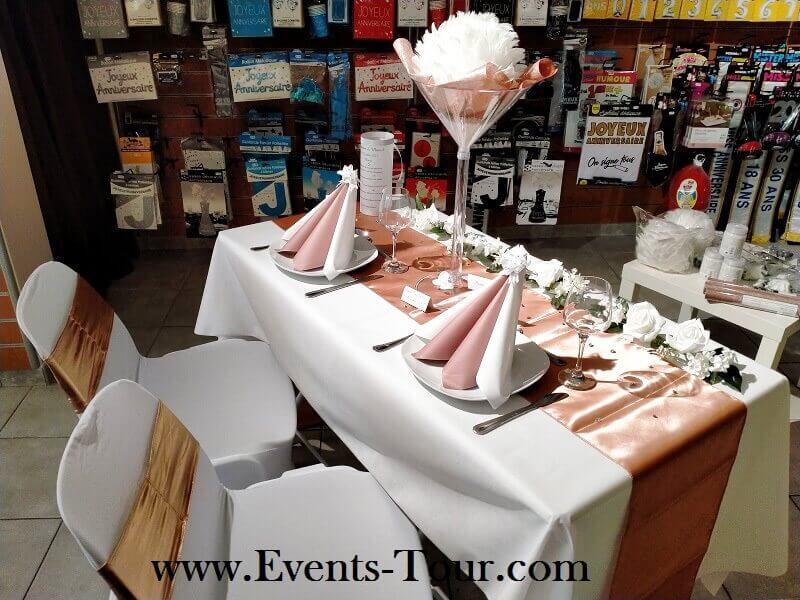 Serviette de table rose gold metallise