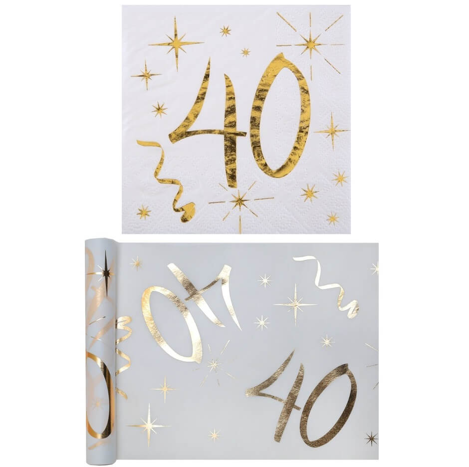 Serviette et chemin de table anniversaire 40ans R/6158-6159