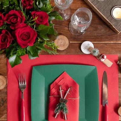 Set de table rouge tissu airlaid