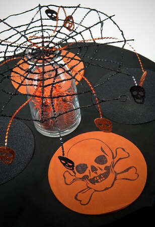 Set de table tete de mort orange 1