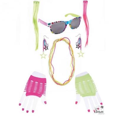 Set de deguisement annee 80 disco fluo