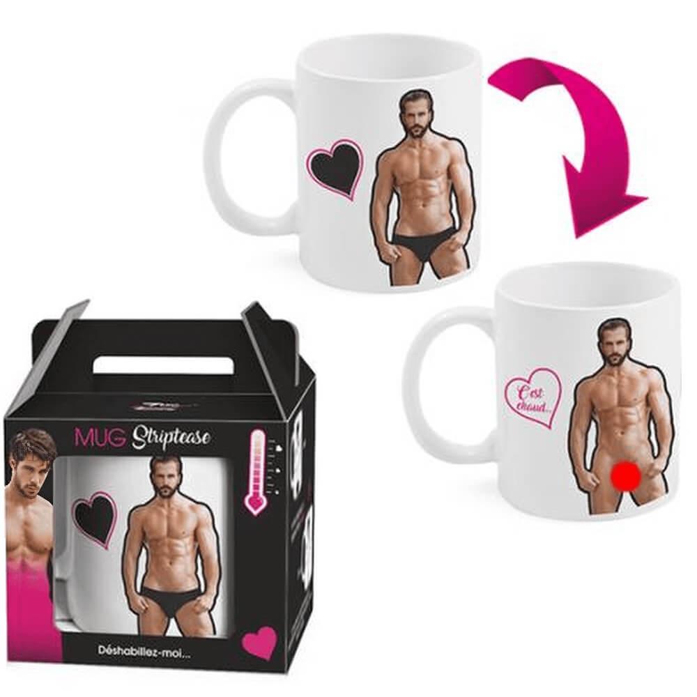Sexr028 cadeau fete adulte mug thermo reactif deshabilleur homme