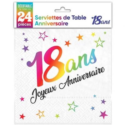 24 Serviettes de table Anniversaire 