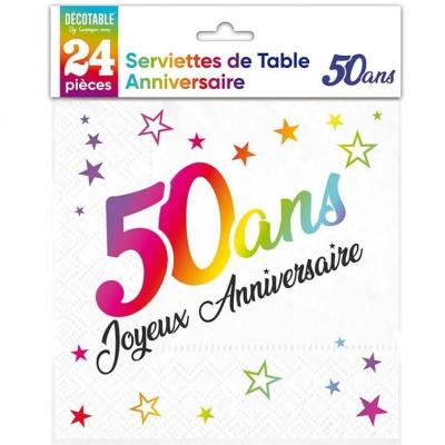 24 Serviettes de table Anniversaire 