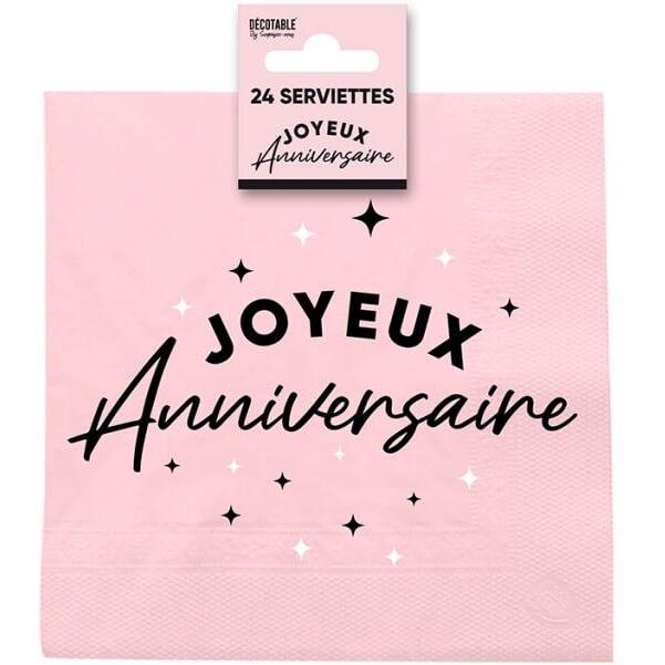 Stam24 serviette de table joyeux anniversaire papier 2 plis rose